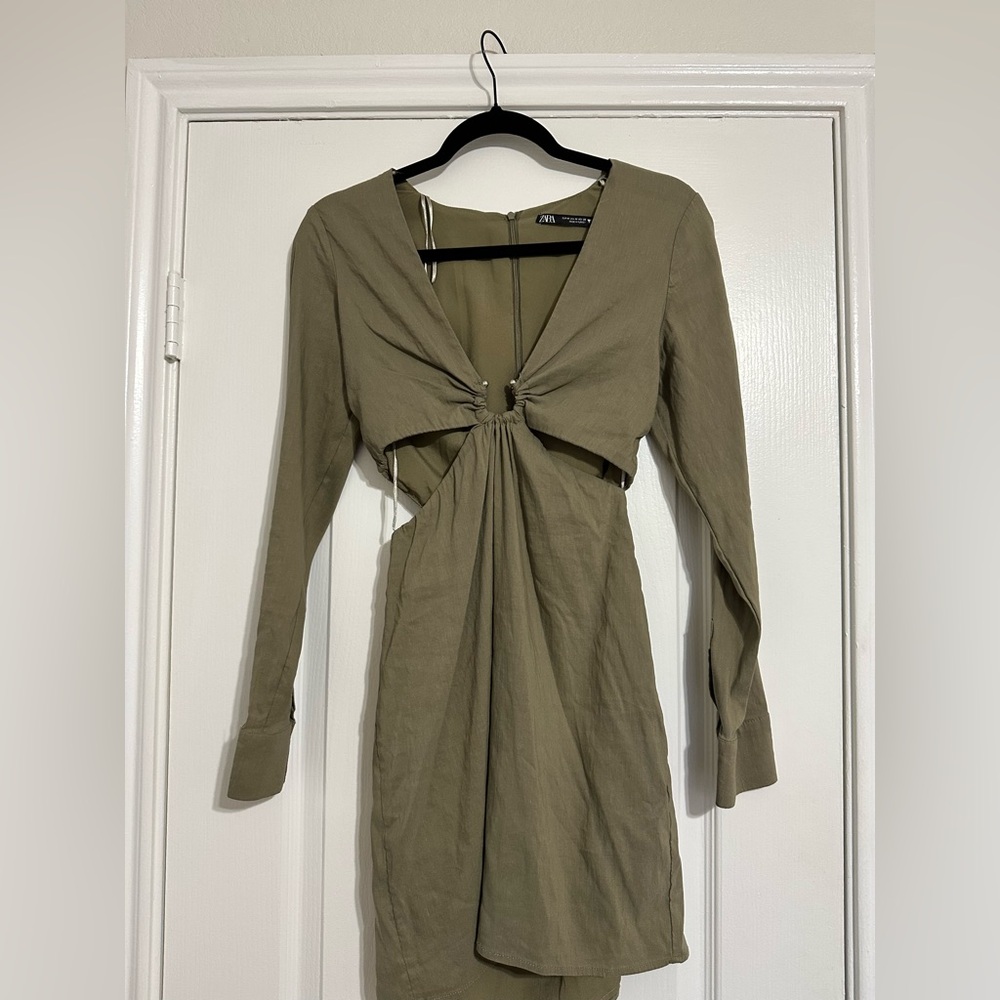 Zara Olive Long Sleeve Dress